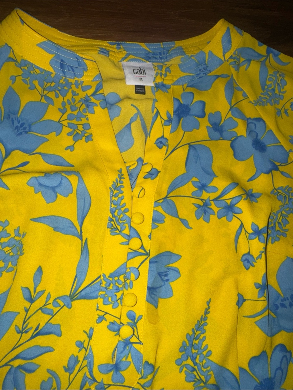 Cabi Yellow & Blue Floral Tunic Dress – Size Medium - Picture 8 of 10